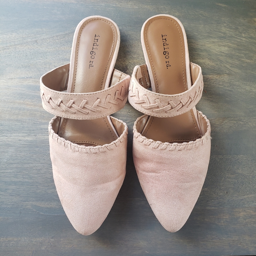 Indigo RD. blush pink mules pointy toe size 6 1/2